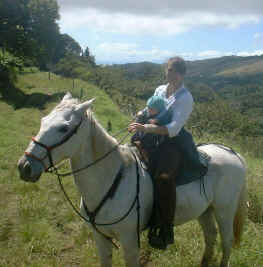 horseback with 3 month daughter tara