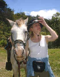 horseback riding volunteer Marie-Jacques in Monteverde Costa Rica
